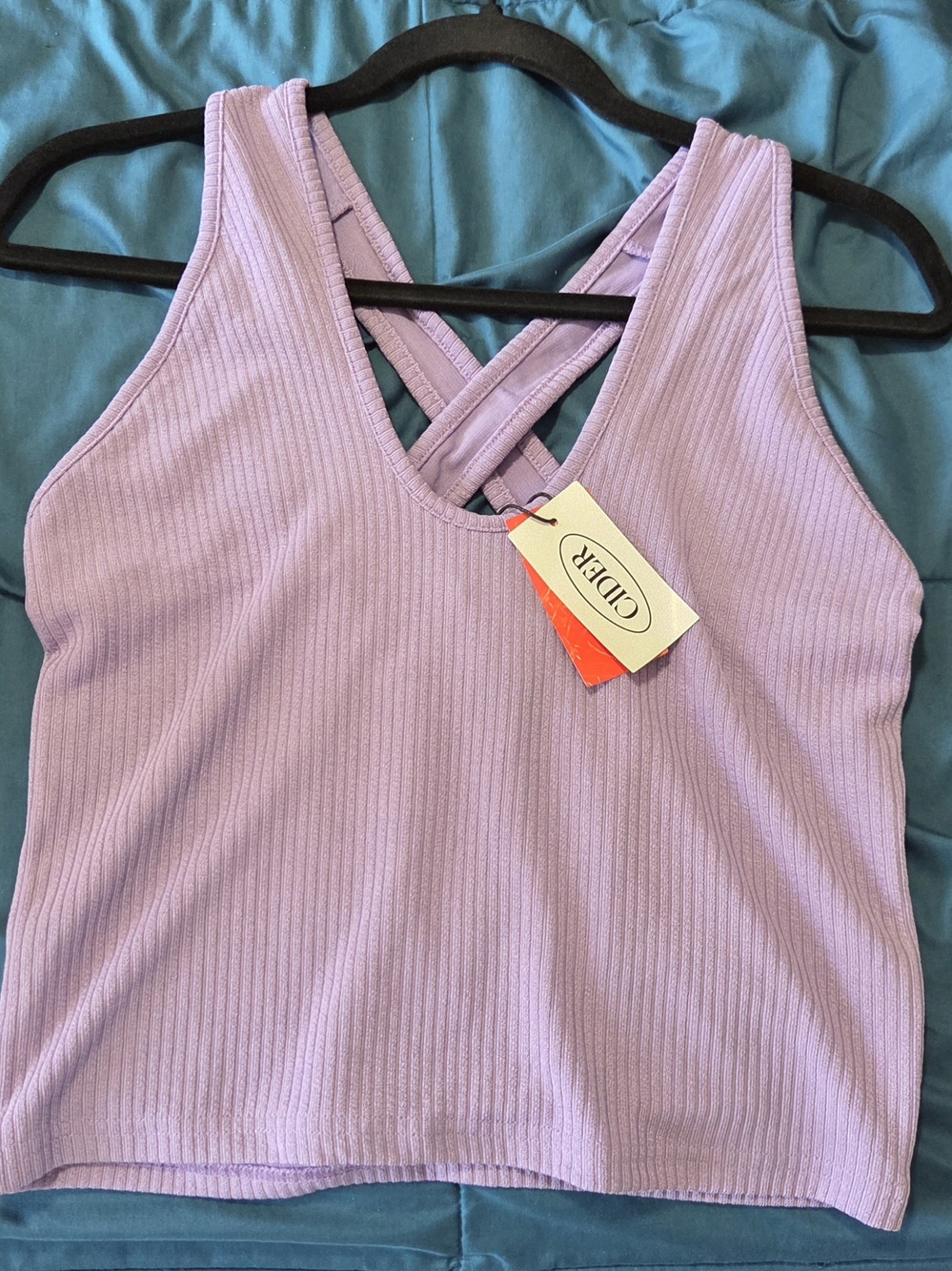 Cider Ribbed Crisscross Tank Top - Lilac